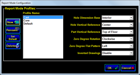 Report Mode Configuration screen