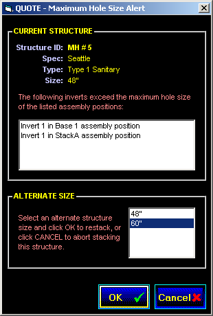 Maximum Hole Size Alert